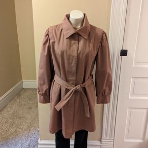 Vintage Rain Shedder mauve pink hidden button coat with waist belt size L
